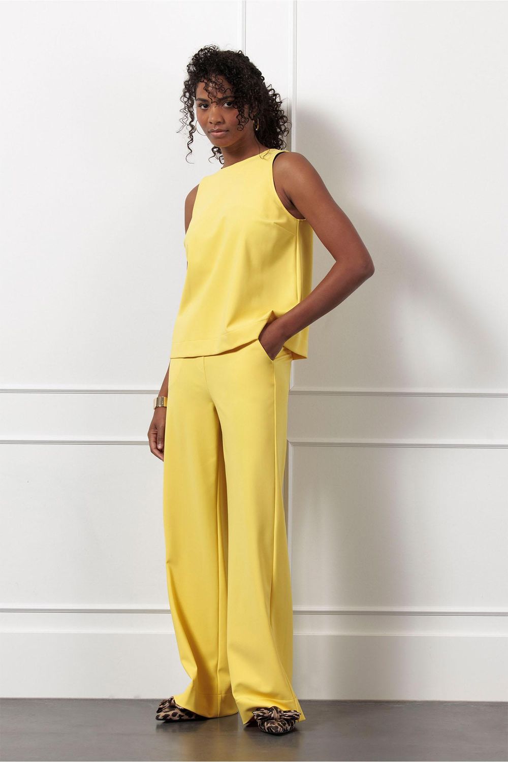 Studio Anneloes Lexie bonded trousers Geel 12745