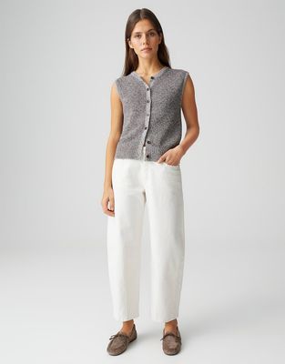 Opus Lissie bold barrel jeans Ecru