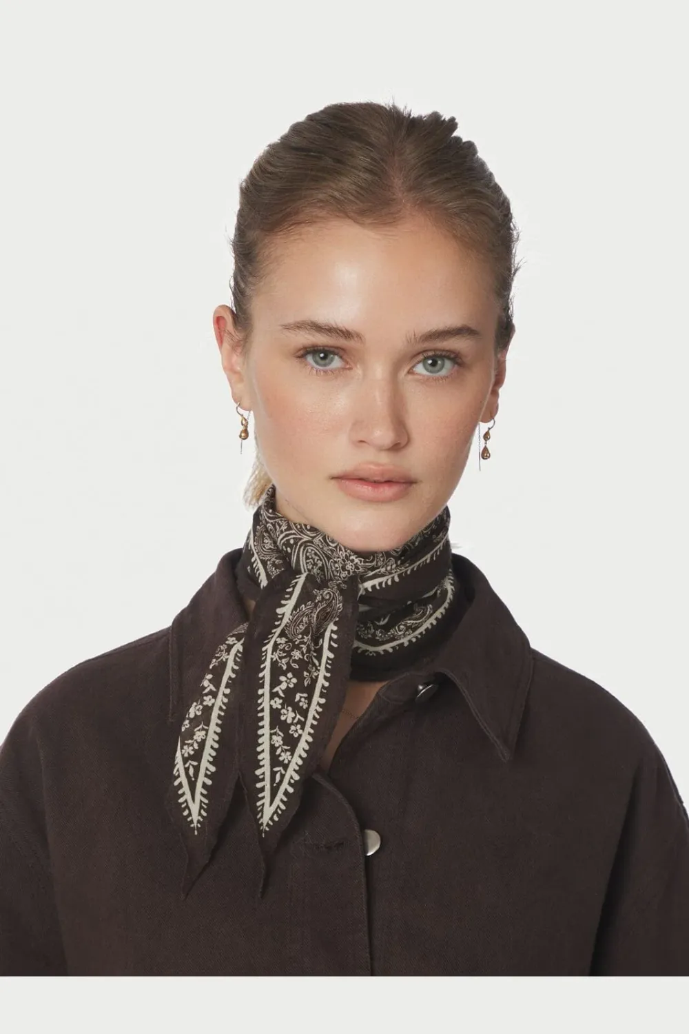 Neo Noir Kinessa Paisley Scarf Dark brown