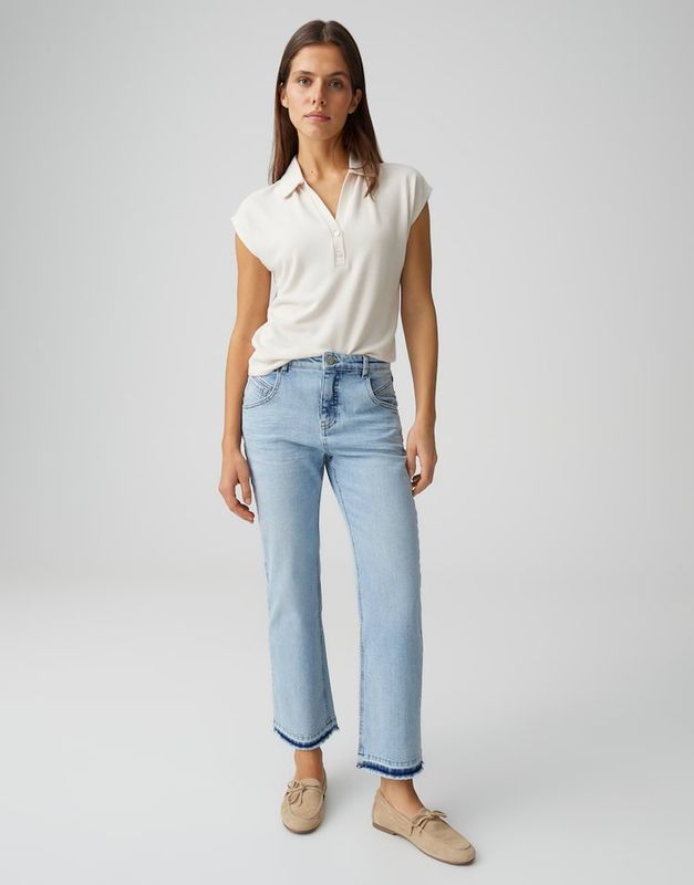 Opus Lani Twist Boyfriend Jeans met stretch Blauw
