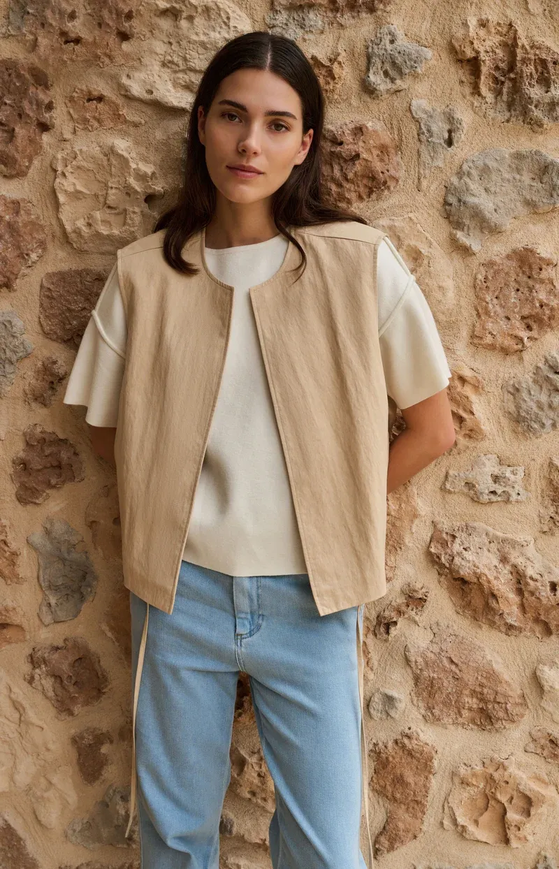 YAYA Mouwloos zomerjack Beige