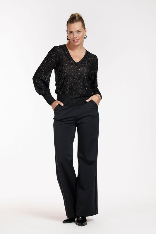 Studio Anneloes Fennie vneck pullover Zwart