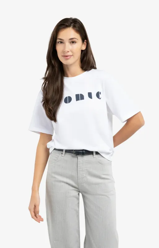 YAYA Boyfriend T-shirt met print Wit