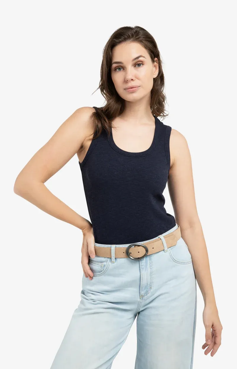 YAYA Geribd singlet met ronde hals Blauw