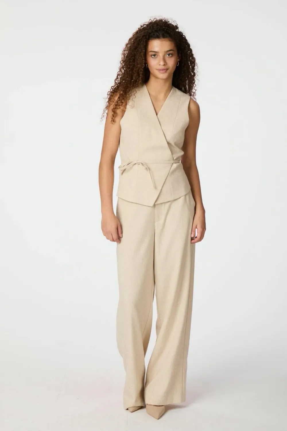 Neo Noir Emmett Melange Pants Beige