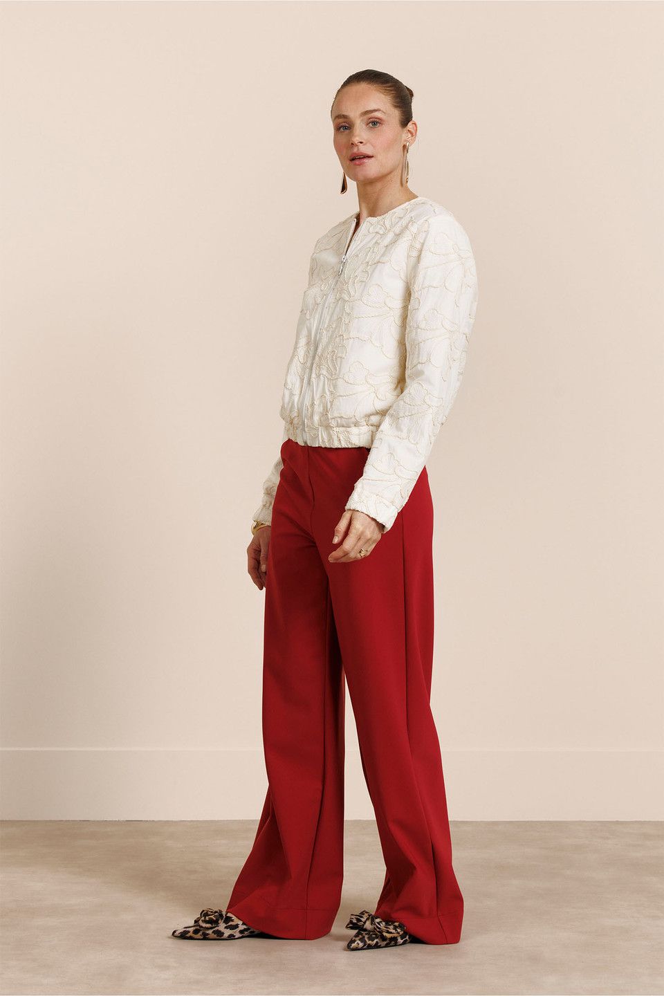 Studio Anneloes Lexie bonded trousers Rood