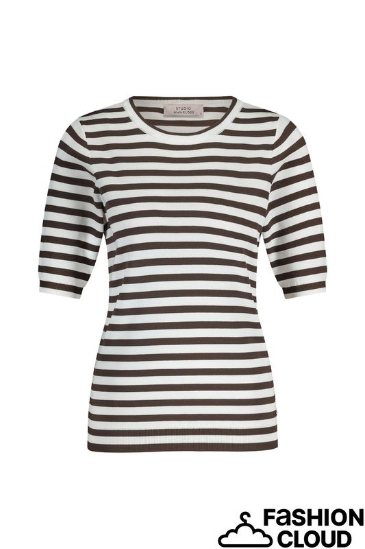 Studio Anneloes Luna ssl stripe pullover Ecru 13060
