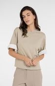 YaYa Jersey top with woven details Bruin 01-709382-604