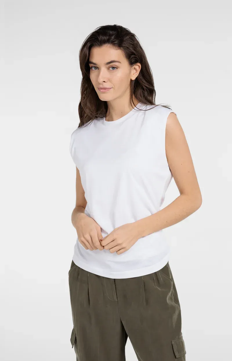 YaYa Sleeveless top with pleated si Wit 01-709365-604