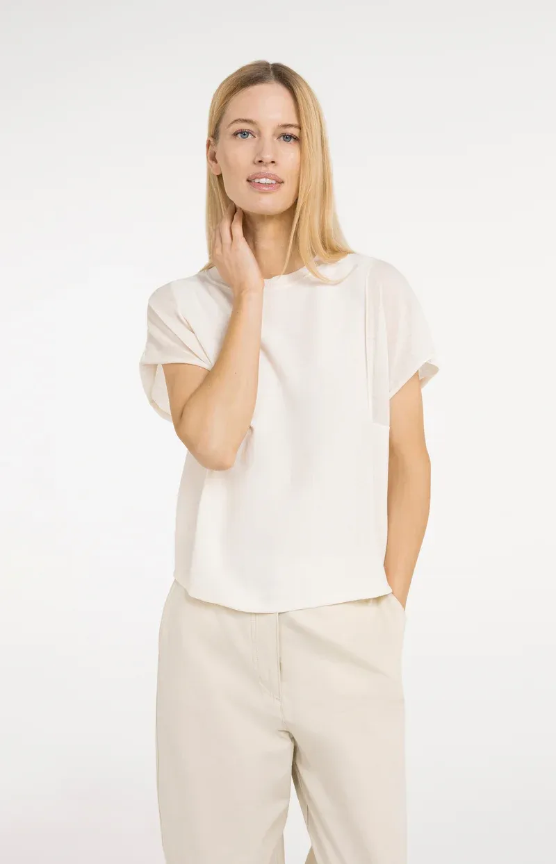 YaYa Sweater with transparent short Ecru 01-000578-604