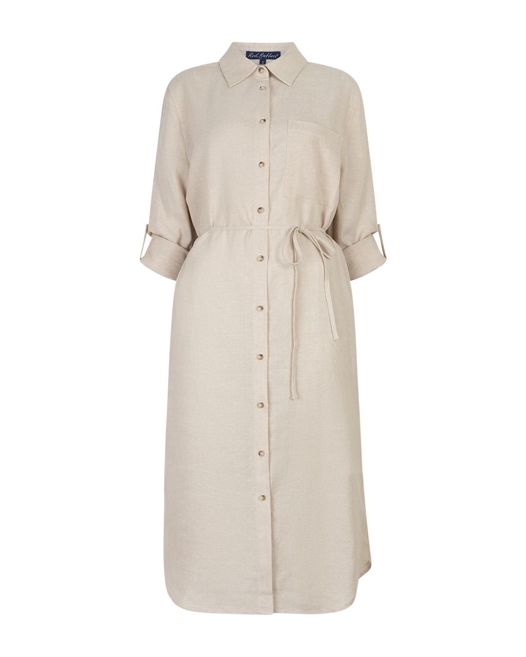Red Button Shirtdress Linen/Visco Melange Grijs SRB4772
