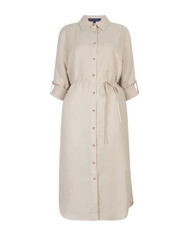 Red Button Shirtdress Linen/Visco Melange Grijs SRB4772