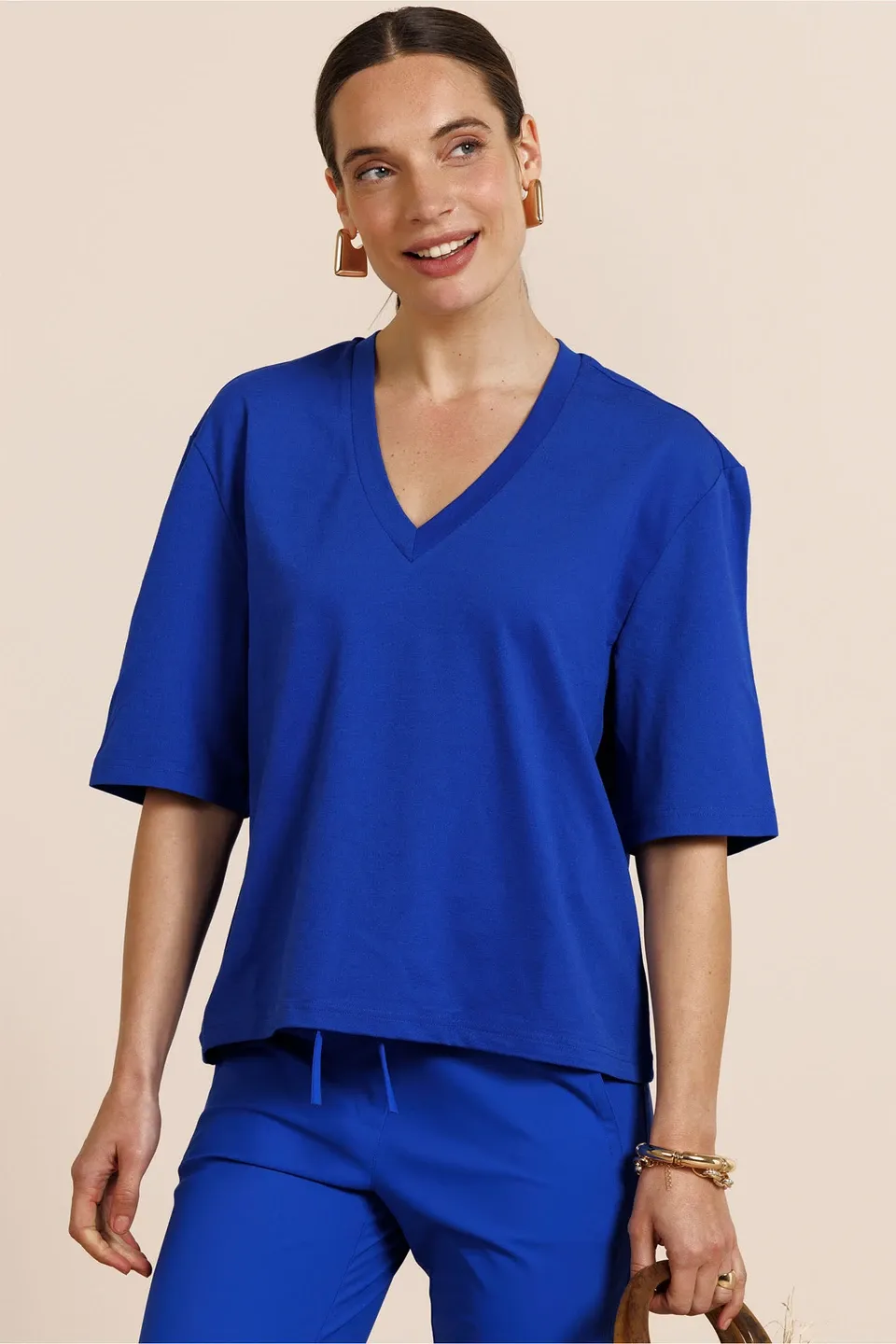 Studio Anneloes Fiore vneck t-shirt Blauw