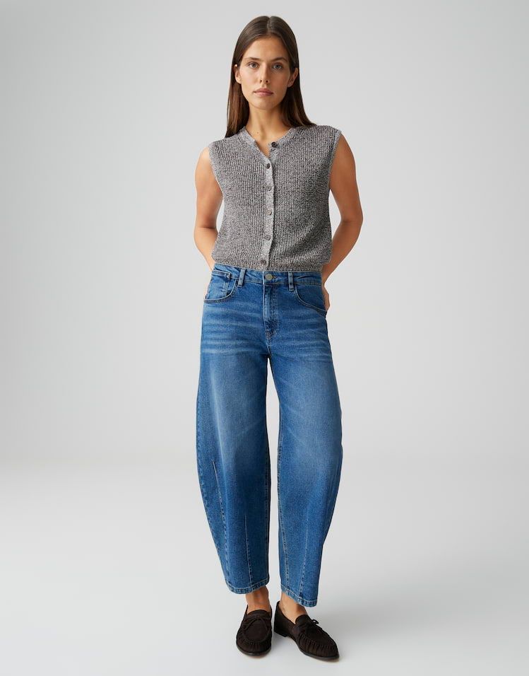 Opus Lissie bold barrel jeans Blauw