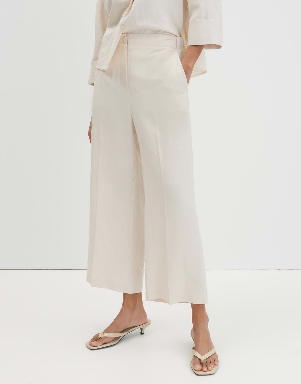 Someday Celino cropped linen Ecru 10546311558428