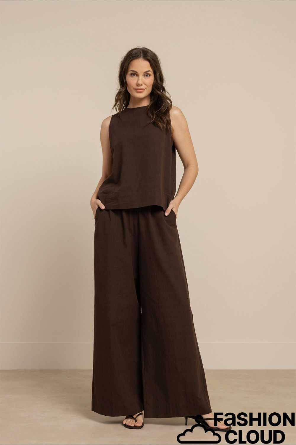 Studio Anneloes Gilian linen top Bruin 13756