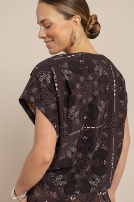 Studio Anneloes Renske paisley vneck top Bruin 13749