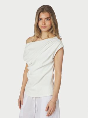 Neo Noir Mabelle Drapy Top Wit 168038