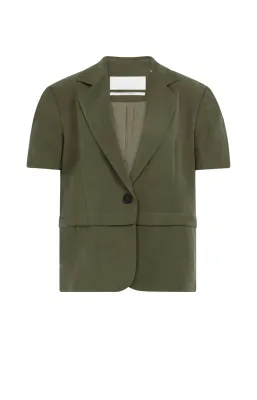 YaYa Woven shortsleeve blazer with Groen 01-501083-604