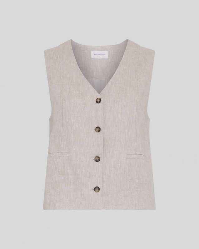 MSCH Copenhagen MSCHViana Ginia V Neck Waistcoat Beige 19897