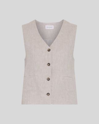MSCH Copenhagen MSCHViana Ginia V Neck Waistcoat Beige 19897