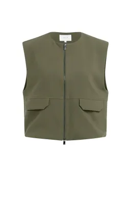 YaYa Sleeveless woven jacket with b Groen 01-511051-604