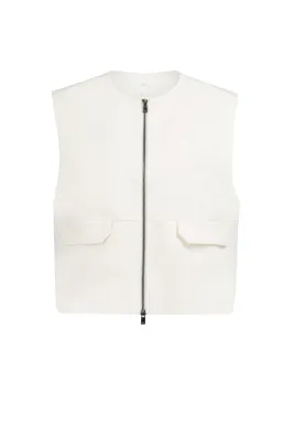 YaYa Sleeveless woven jacket with b Ecru 01-511051-604