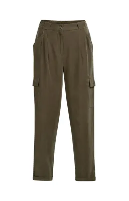 YaYa Woven staight leg cargo trouse Groen 01-301254-604