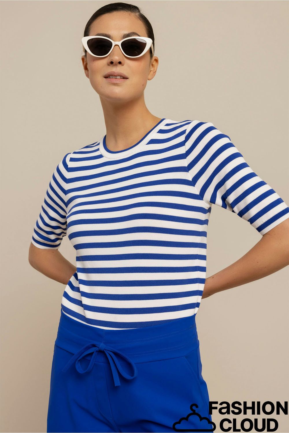 Studio Anneloes Luna stripe sl pullover Blauw