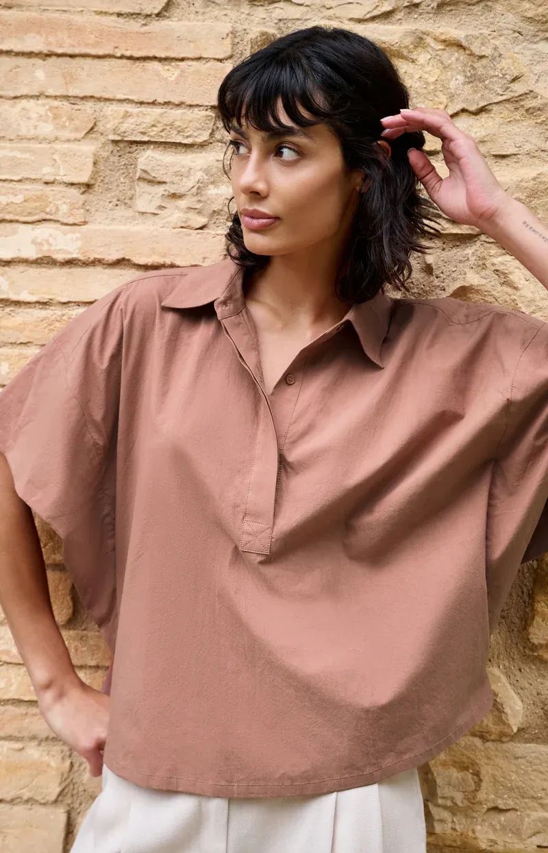 YAYA Oversized blouse met mouwdetail Roze