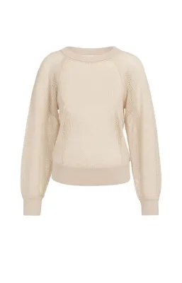 YaYa Mesh stitch raglan sweater Ecru 01-000592-605