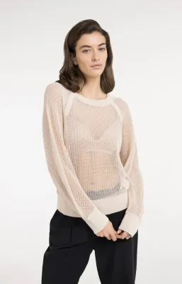 YaYa Mesh stitch raglan sweater Ecru 01-000592-605