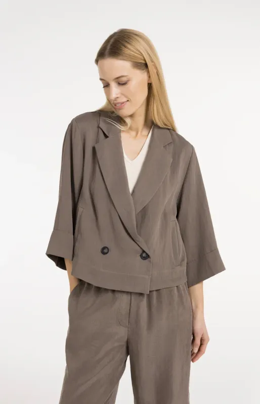YaYa Woven loose fit blazer jacket Bruin 01-501084-605