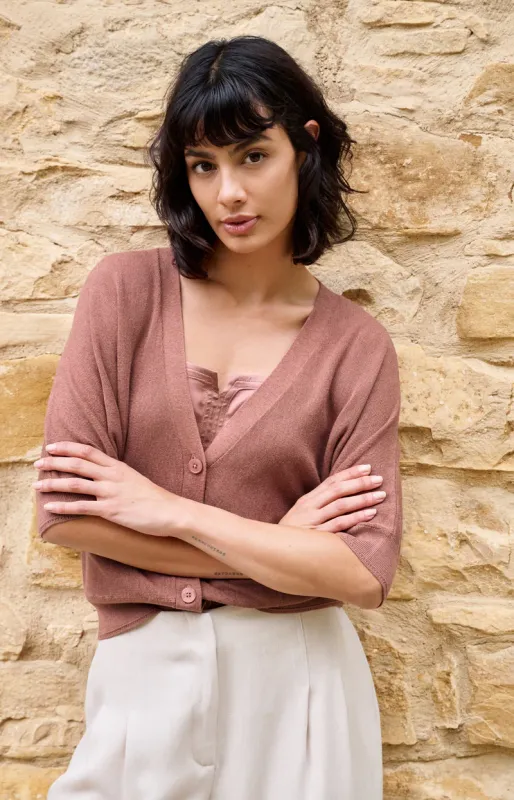 YaYa Batwing cardigan in textured k Roze 01-010157-605