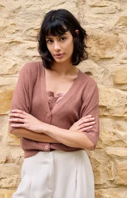 YaYa Batwing cardigan in textured k Roze 01-010157-605