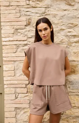 YaYa Sleeveless boxy sweatshirt Bruin 01-109121-605