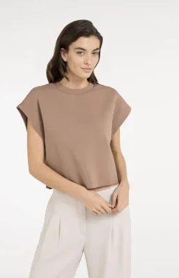 YaYa Sleeveless boxy sweatshirt Bruin 01-109121-605