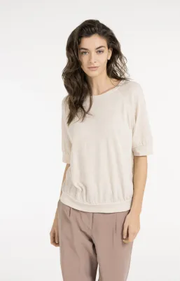 YaYa Jersey top with knitted outloo Ecru 01-709373-605