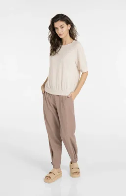 YaYa Jersey top with knitted outloo Ecru 01-709373-605