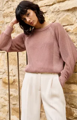 YaYa Mesh stitch raglan sweater Roze 01-000592-605