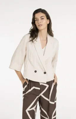 YaYa Woven loose fit blazer jacket Ecru 01-501084-605