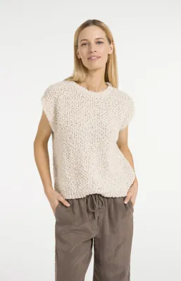 YaYa Textured sleeveless sweater Ecru 01-000586-605