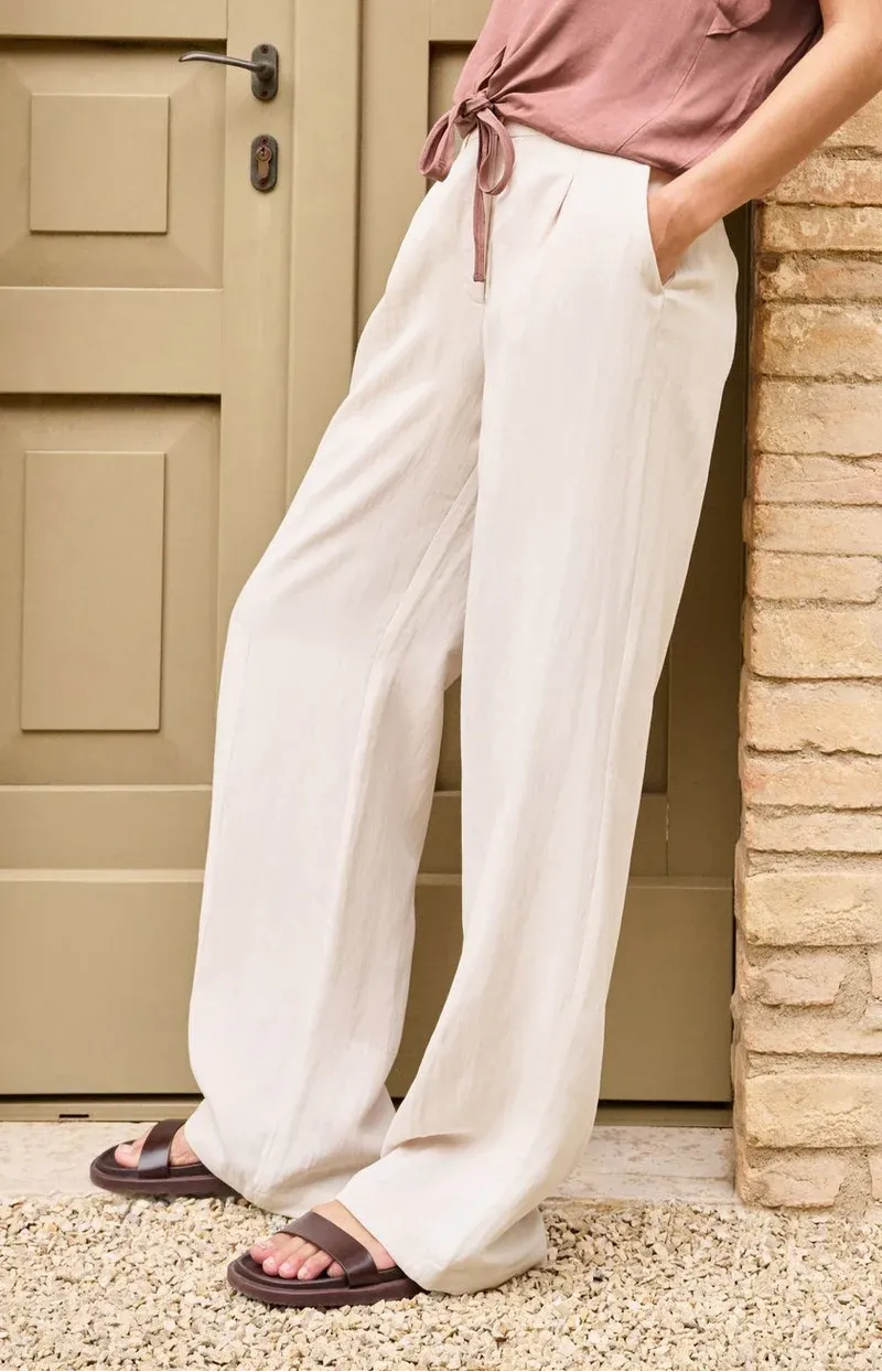 YaYa Woven wide leg trousers - L32 Ecru 01-301253-605