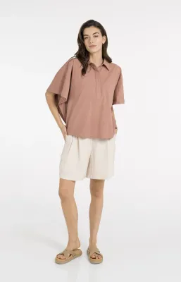 YAYA Geweven bermudashort met langere lengte Ecru