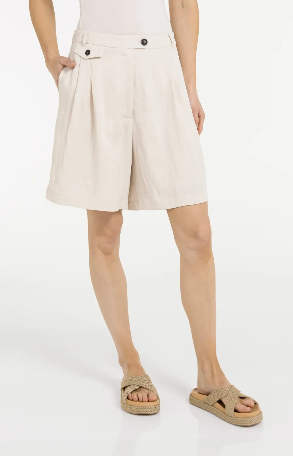 YaYa Woven longer length bermuda sh Ecru 01-321032-605