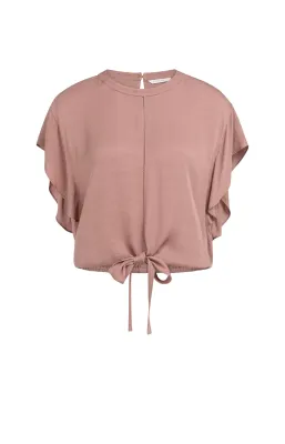 YaYa Flowy knotted top with elastic Roze 01-701369-605
