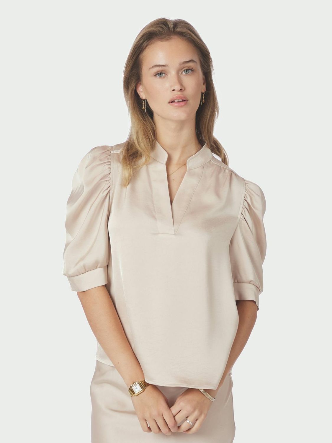 Neo Noir Roella Heavy Sateen Blouse Ecru 162590