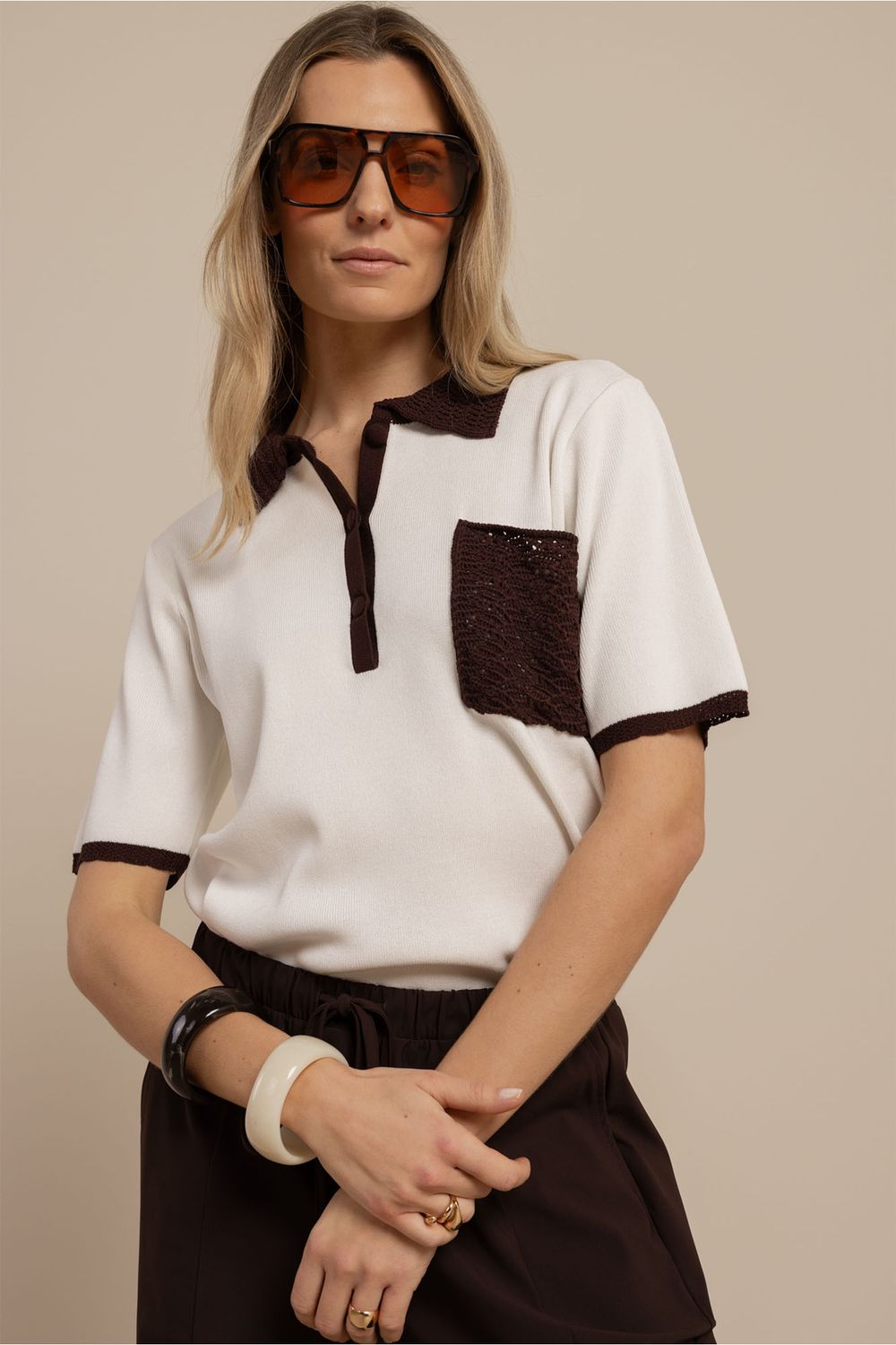 Studio Anneloes Jemy crochet polo Ecru