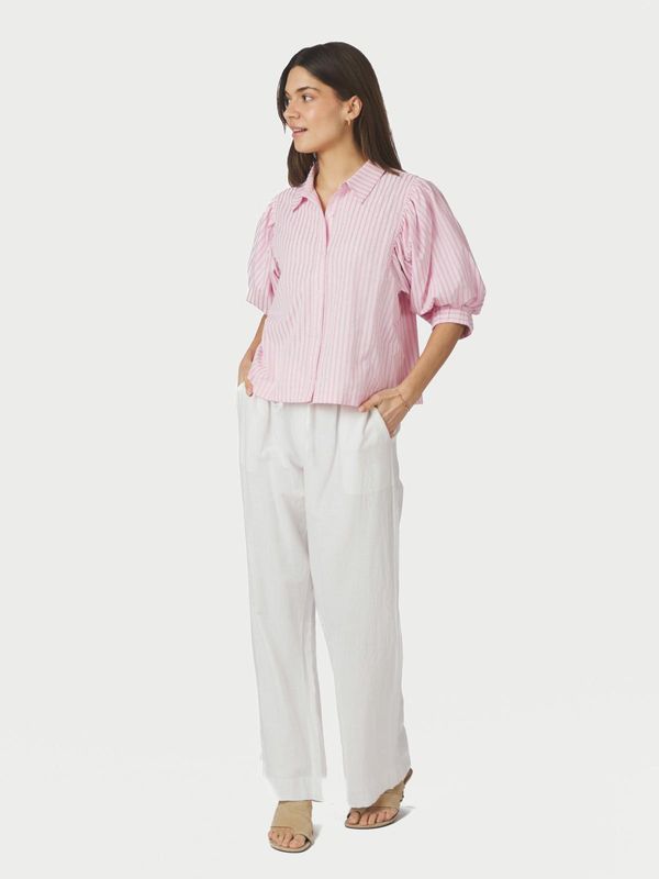 Neo Noir Etta Soft Stripe Stone Shirt Roze 166416