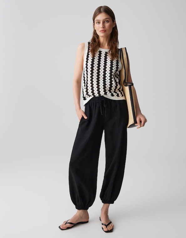 Opus Myha oasis Jogpants Zwart
